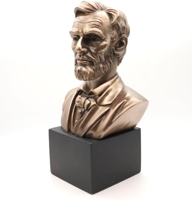 Abraham Lincoln Bust Statue | 9" Tall Hand-Painted Resin Sculpture | 16th U.S. President Figurine | American Presidents Collectible | Civil War Memorabilia | Presidential Desk Décor